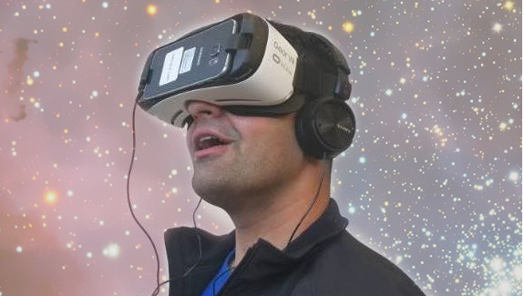 Navjot Brar wearing a virtual reality headset